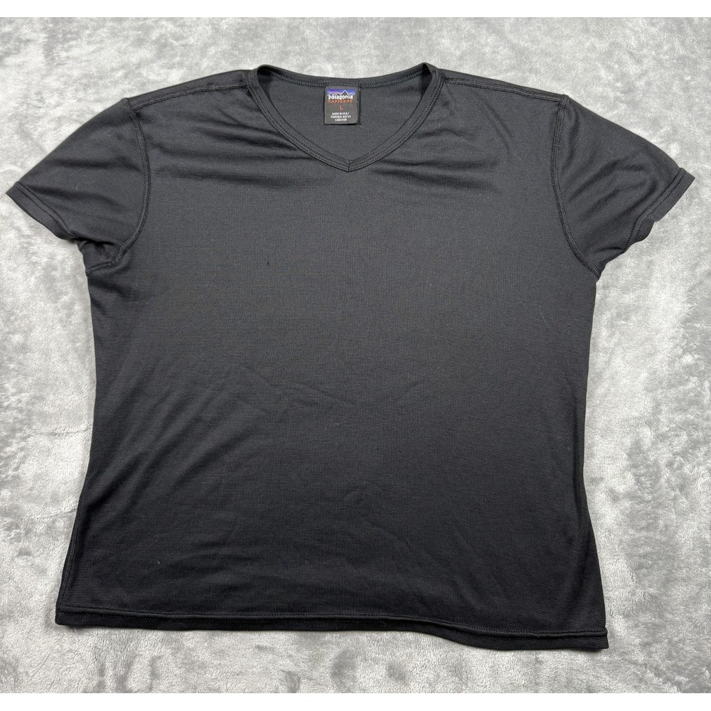 Patagonia Capilene Shirt Mens‎ Large Black Made USA Baselayer Performance Tee